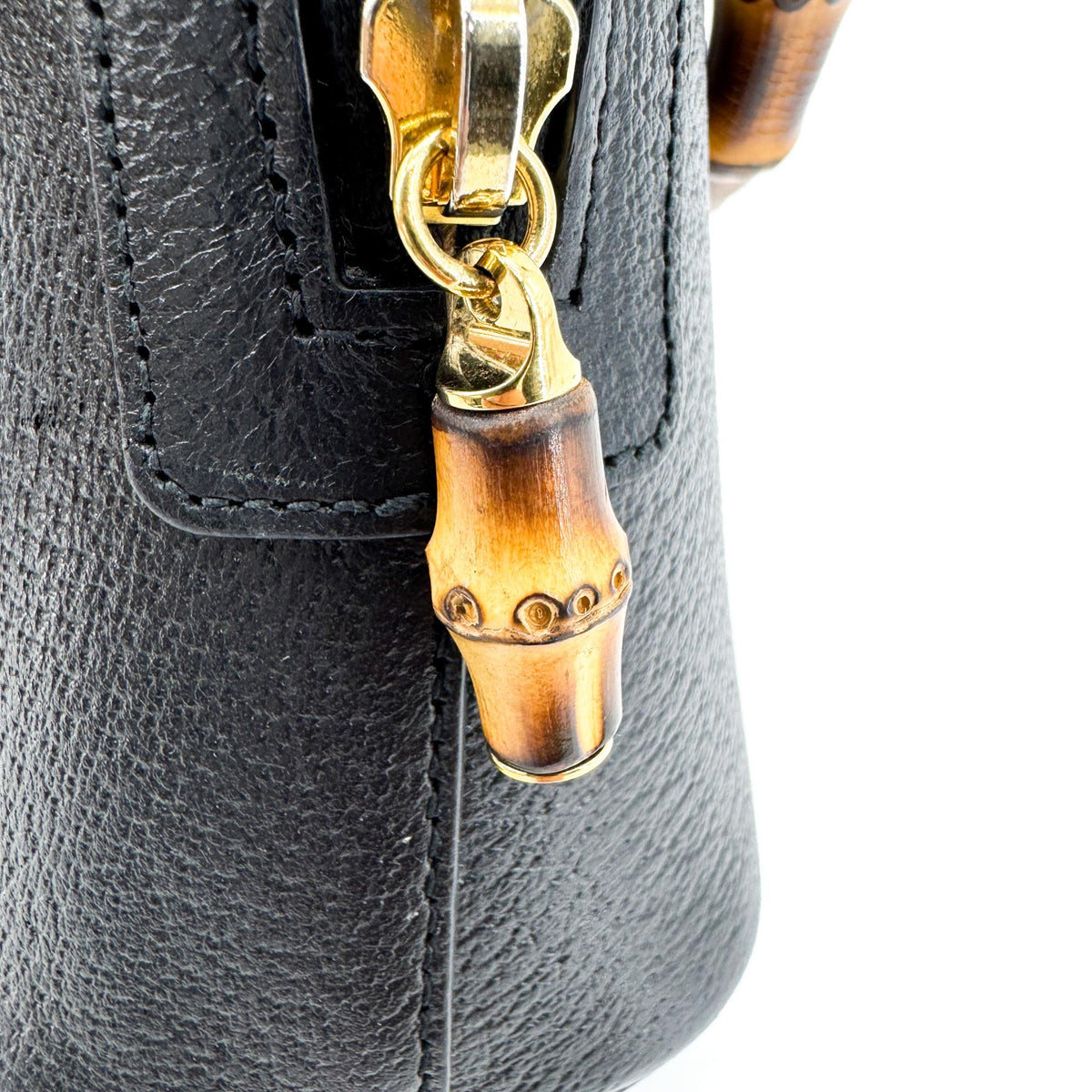 Gucci Diana NM Bamboo Dome Top Handle Leather, Black, Leather, Handbag