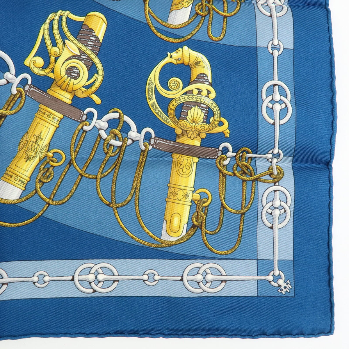 Hermes Carré 42 Silk, Blue, Silk, Scarf
