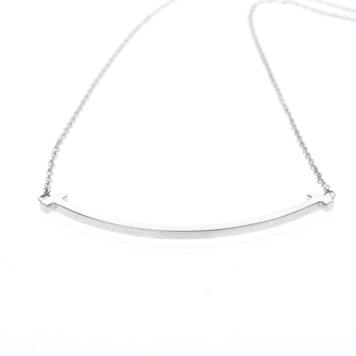 Tiffany & Co. T Smile Pendant 18K White Gold, Silver, White Gold, Necklace