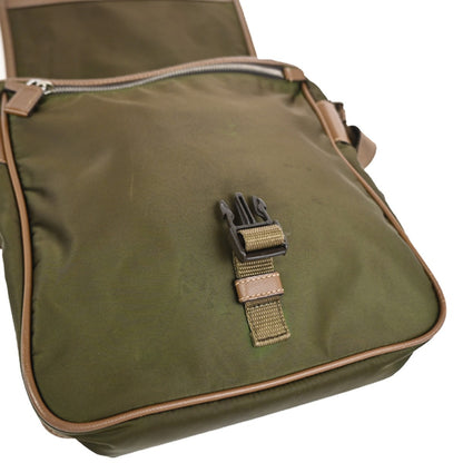 Prada Logo Buckle Messenger Nylon, Khaki, Nylon, Handbag