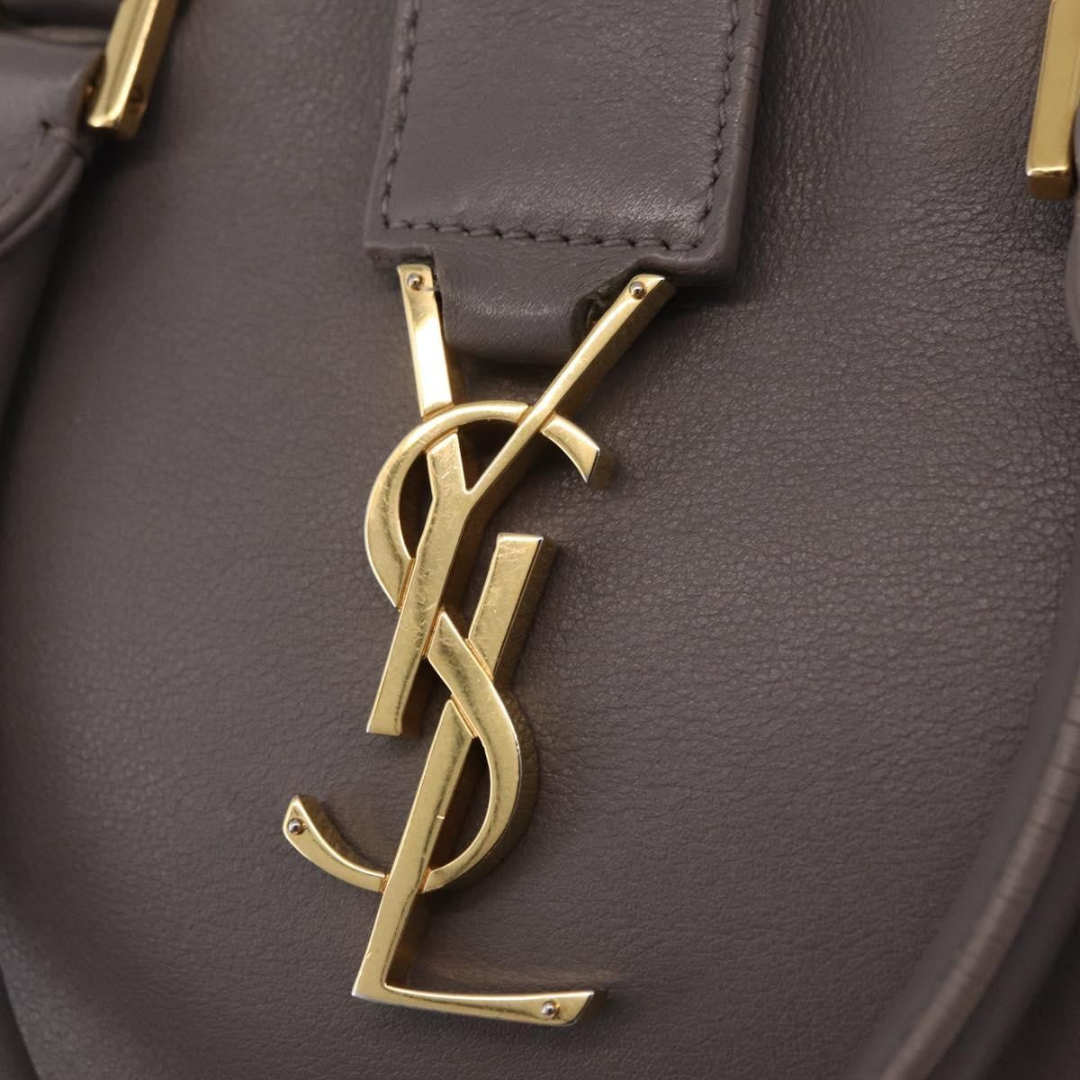 Saint Laurent Monogram Cabas Leather, Gray, Leather, Tote Bag