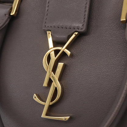 Saint Laurent Monogram Cabas Leather, Gray, Leather, Tote Bag