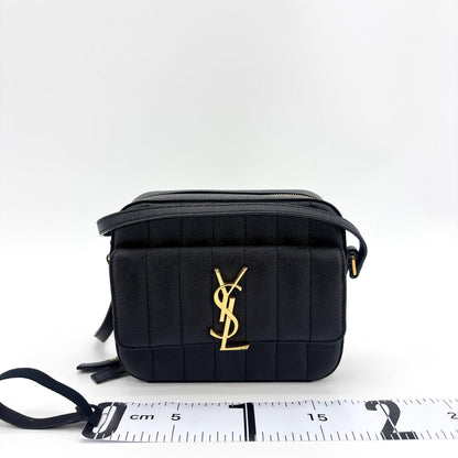 Saint Laurent Vicky Camera Vertical Quilted Leather, Black, Leather, Shoulder Bag