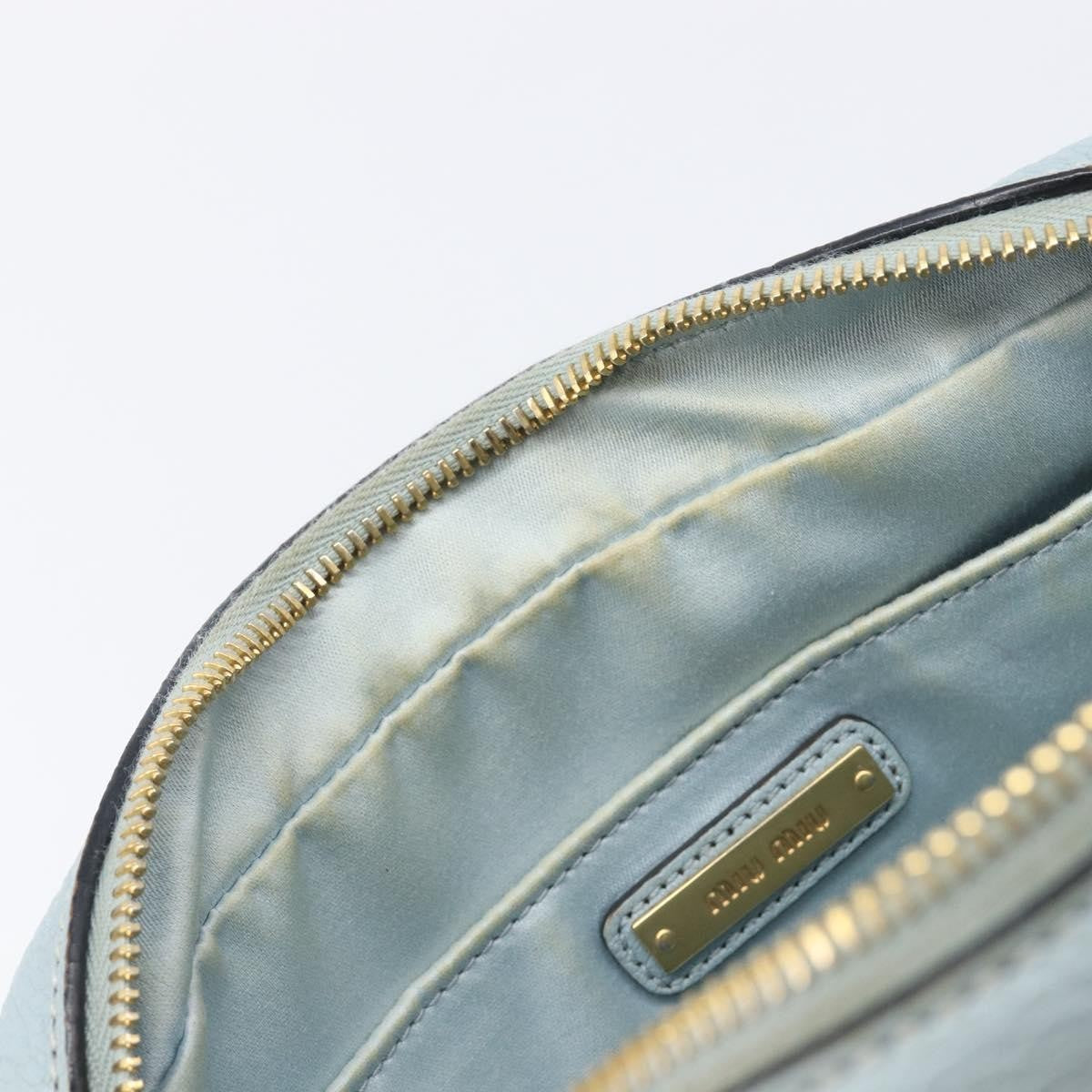 Miu Miu Madras Zip Pocket Leather, Blue, Leather, Crossbody Bag