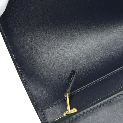 Hermes Jet Clutch Box Calf, Navy, Leather, Clutch