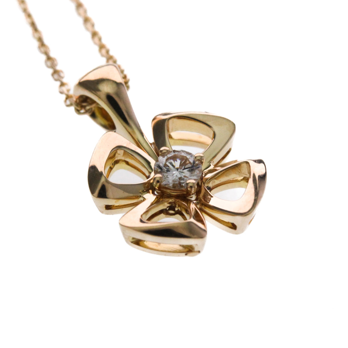 Bvlgari Fiorever Pendant 18K Rose Gold with Ruby and Diamonds, Gold, Pink Gold, Necklace