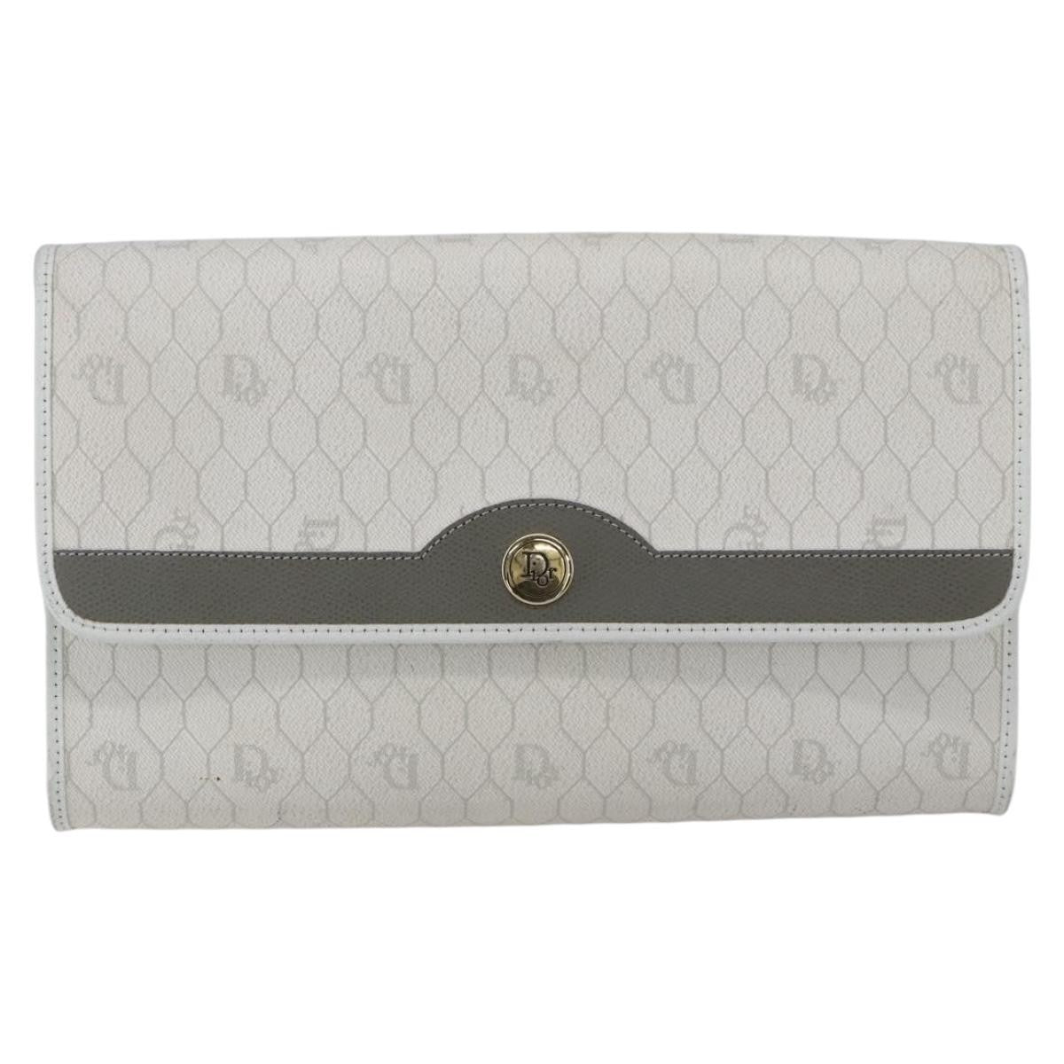 Christian Dior Vintage Honeycomb Canvas, White, Canvas, Shoulder Bag