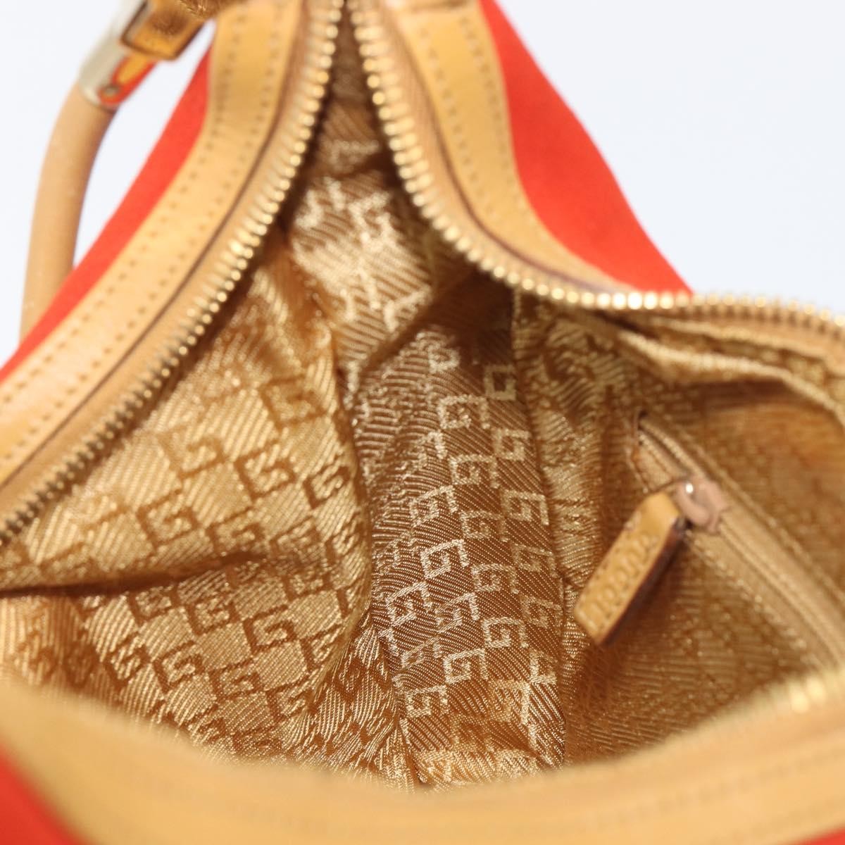 Gucci Vintage Zip Hobo Leather & Suede, Red, Suede, Shoulder Bag