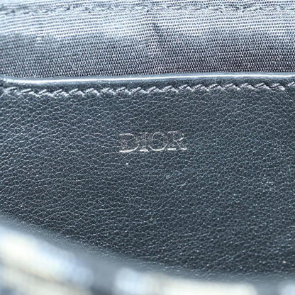 Christian Dior Clasp Lock Messenger Oblique Canvas and Leather, Navy, Canvas, Clutch