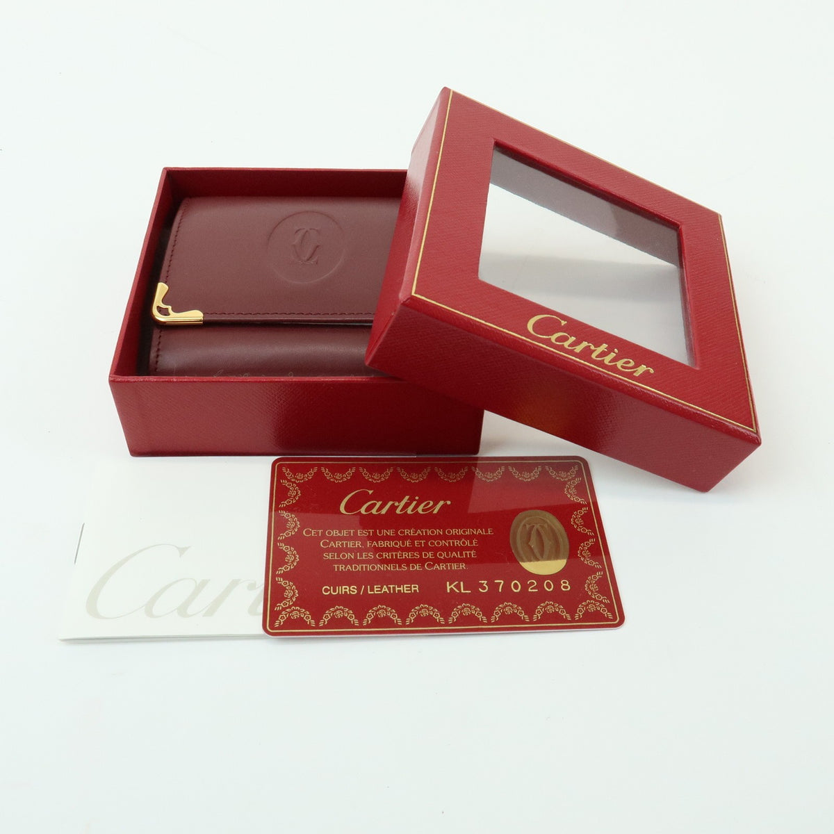 Cartier Coin Purse Must de Cartier Leather, Burgundy, Leather, Wallet