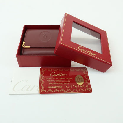 Cartier Coin Purse Must de Cartier Leather, Burgundy, Leather, Wallet
