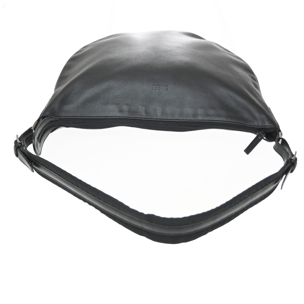 Gucci Vintage Web Half Moon Leather, Black, Leather, Shoulder Bag