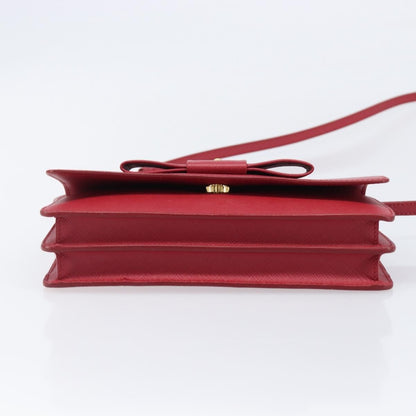 Prada Bow Wallet on Strap Saffiano Leather, Red, Leather, Crossbody Bag