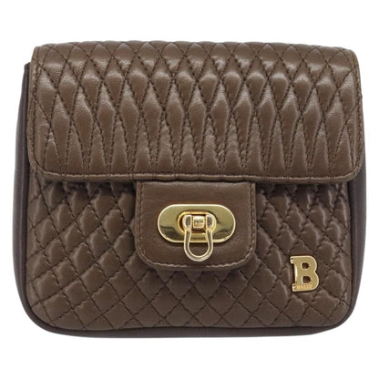 Bally Vintage Chain Quilted Leather, Brown, Leather, Shoulder Bag