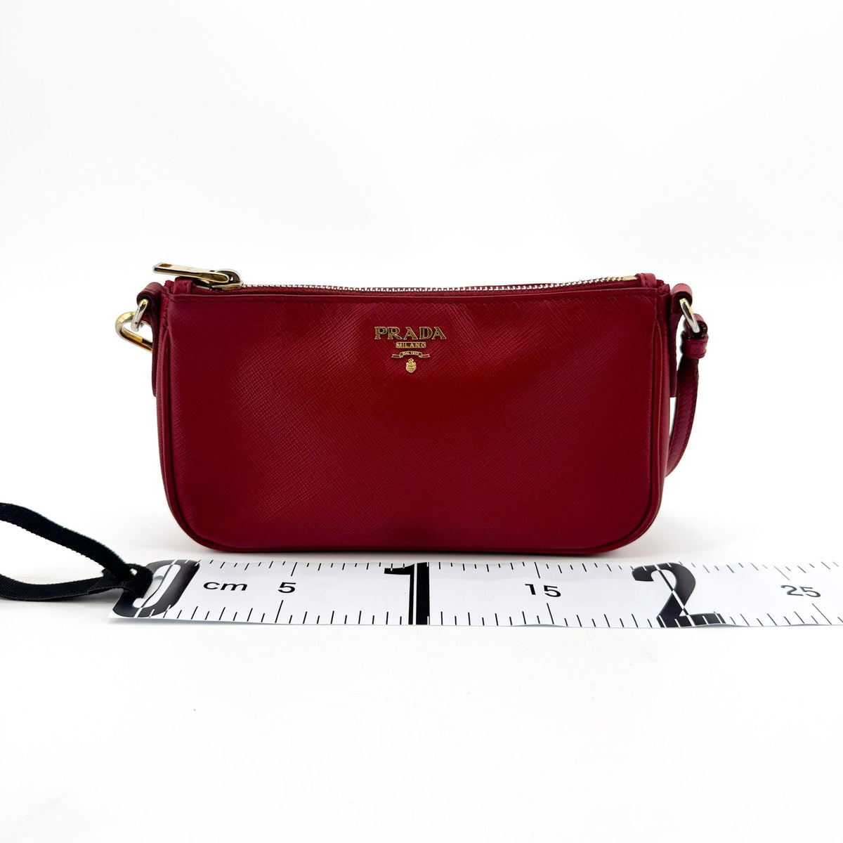 Prada Zip Saffiano Leather, Red, Leather, Shoulder Bag