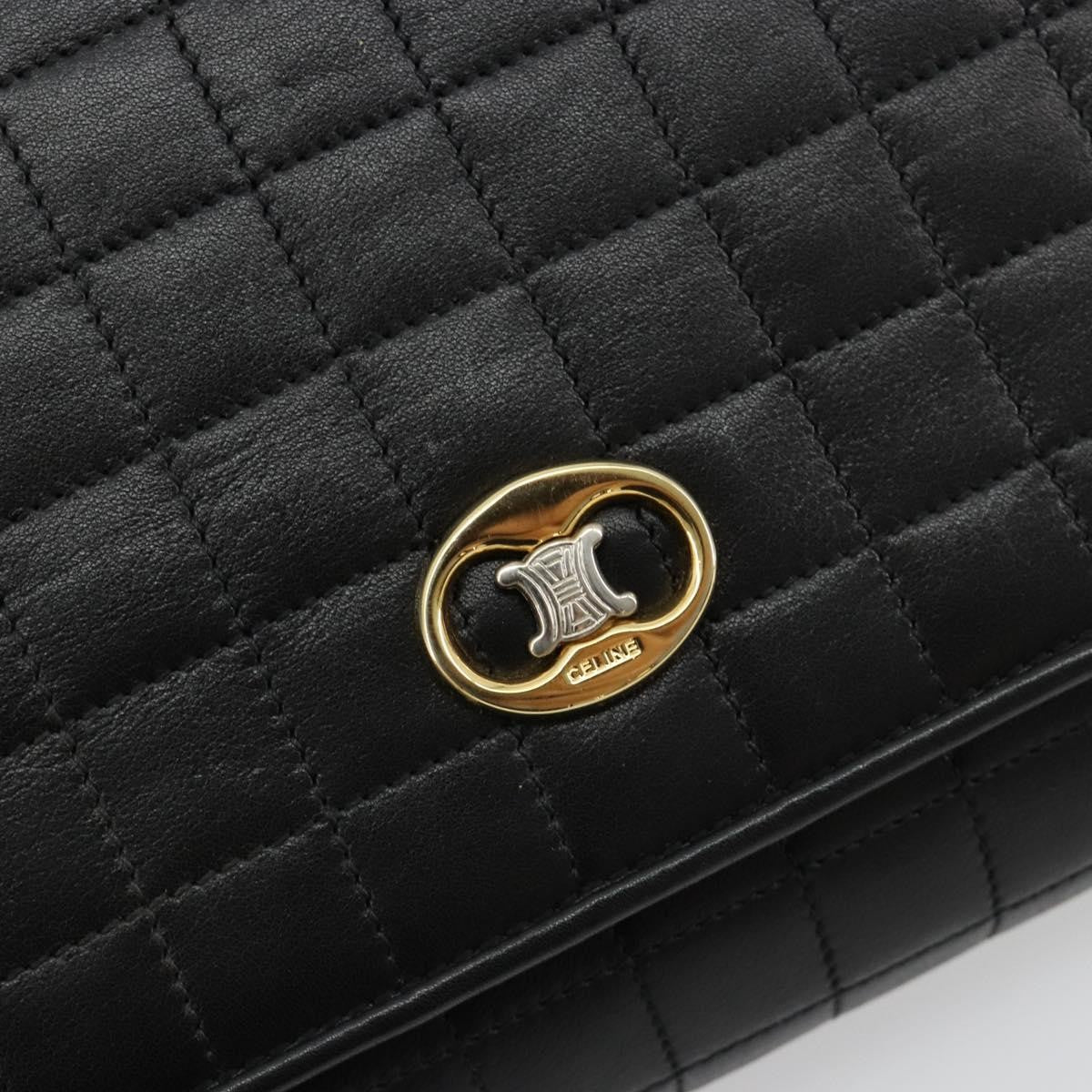 Celine Flap Shoulder Leather, Black, Leather, Shoulder Bag