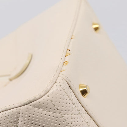 Christian Dior Vintage Leather, White, Leather, Tote Bag