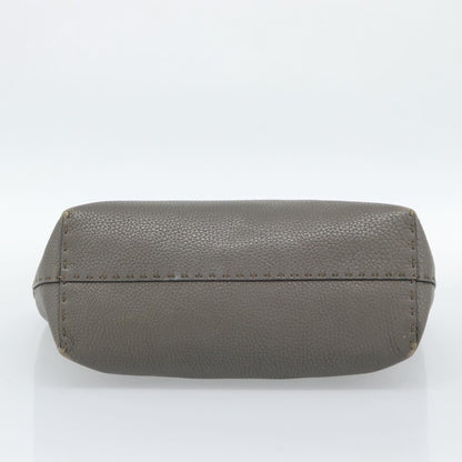 Fendi Selleria Carla Leather, Gray, Leather, Tote Bag