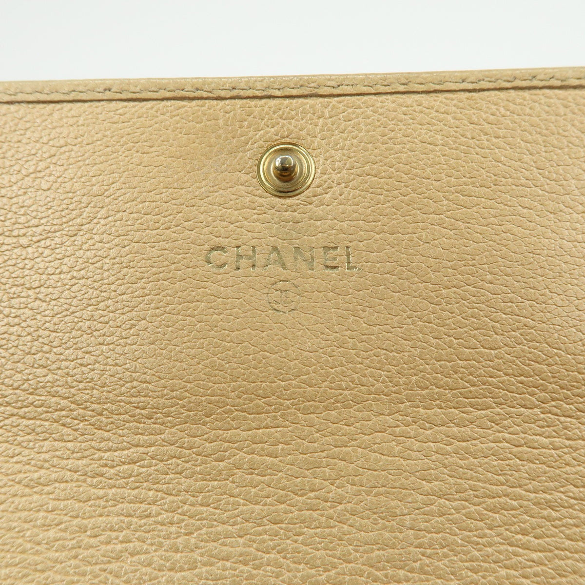 Chanel Camellia Flap Leather, Beige, Calfskin, Wallet