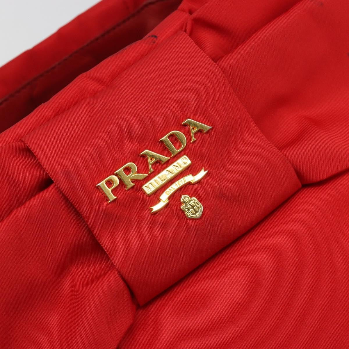 Prada Bow Tote Tessuto with Leather, Red, Nylon, Tote Bag