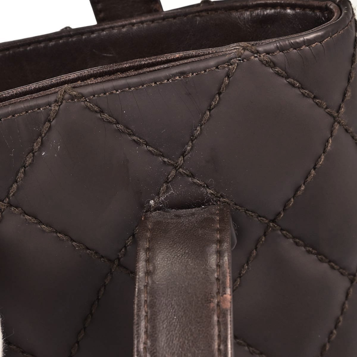 Chanel Surpique Quilted Leather, Brown, Leather, Tote Bag