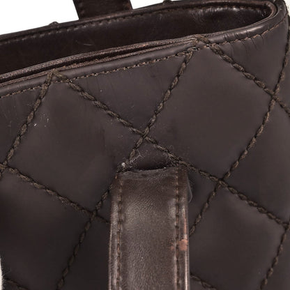 Chanel Surpique Quilted Leather, Brown, Leather, Tote Bag