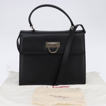 Salvatore Ferragamo Convertible Top Handle Leather, Black, Leather, Handbag