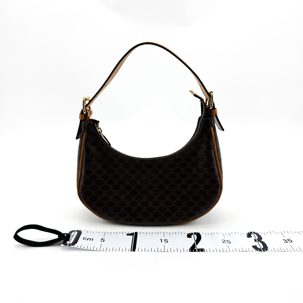 Celine Ava Triomphe Coated Canvas, Black, Canvas, Handbag