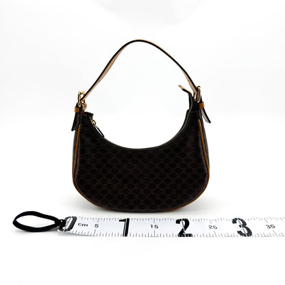 Celine Ava Triomphe Coated Canvas, Black, Canvas, Handbag