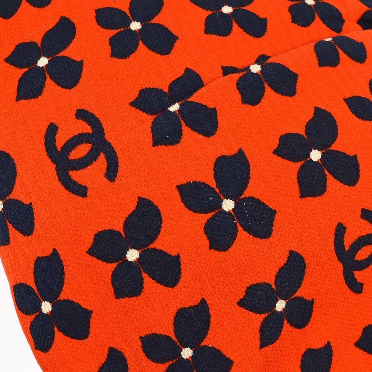 Chanel Vintage Frame Printed Canvas, Orange, Canvas, Shoulder Bag
