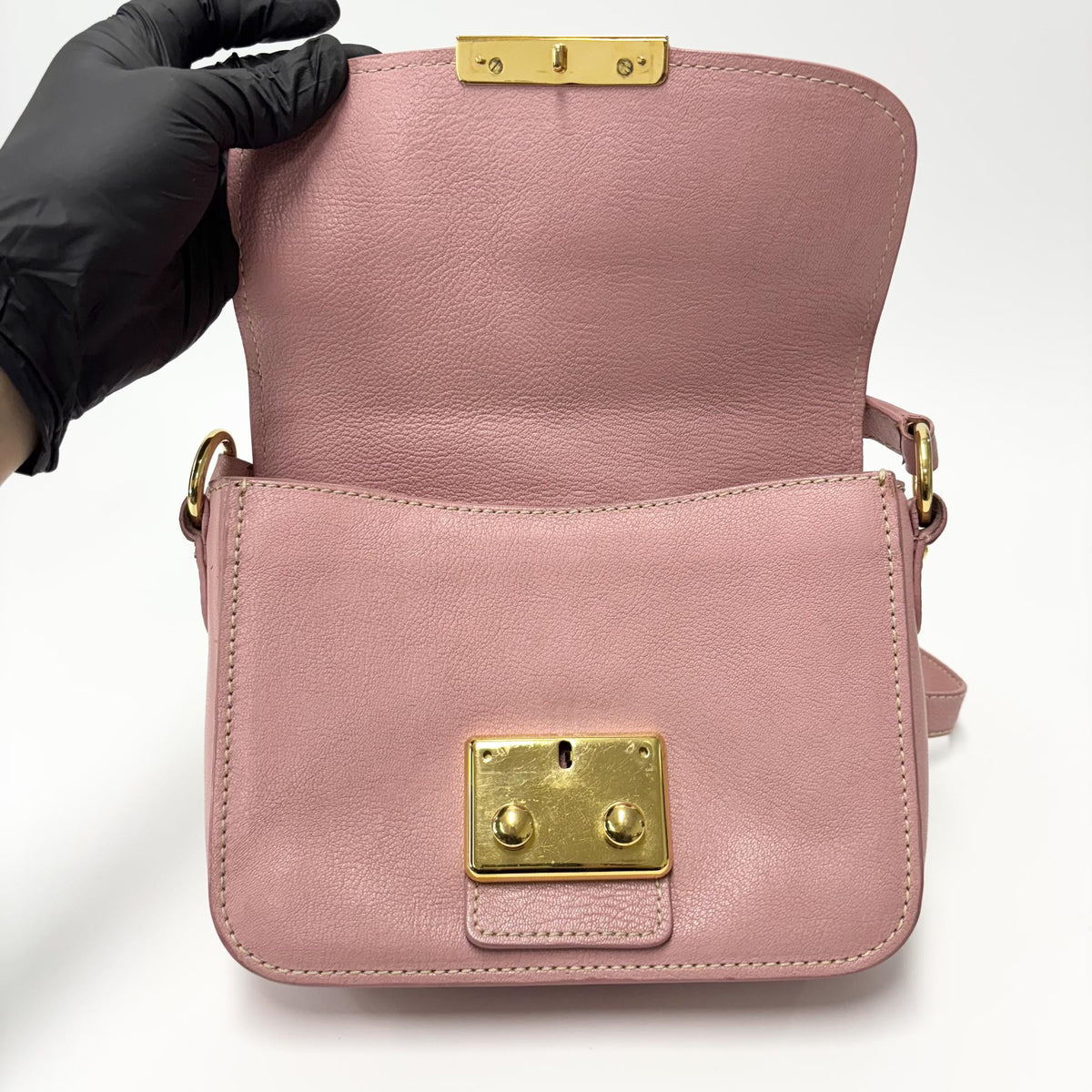 Miu Miu Crossbody Bag Studded Leather, Pink, Leather, Crossbody Bag