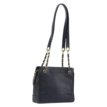 Chanel Vintage Zipped Chain Caviar, Black, Leather, Tote Bag