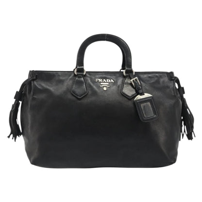 Prada Vitello Daino Convertible Tote Vitello Daino, Black, Leather, Handbag