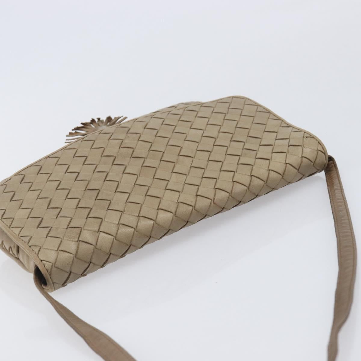 Bottega Veneta Tassel Flap Intrecciato Nappa, Beige, Leather, Crossbody Bag