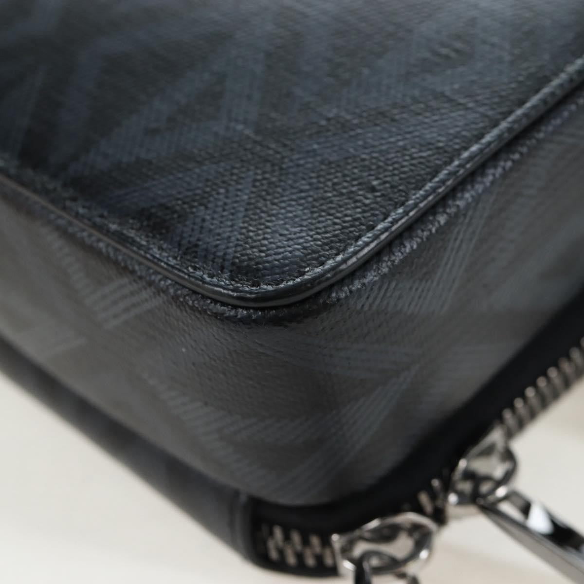 Christian Dior Double Zip CD Diamond Coated Canvas, Black, Canvas, Crossbody Bag