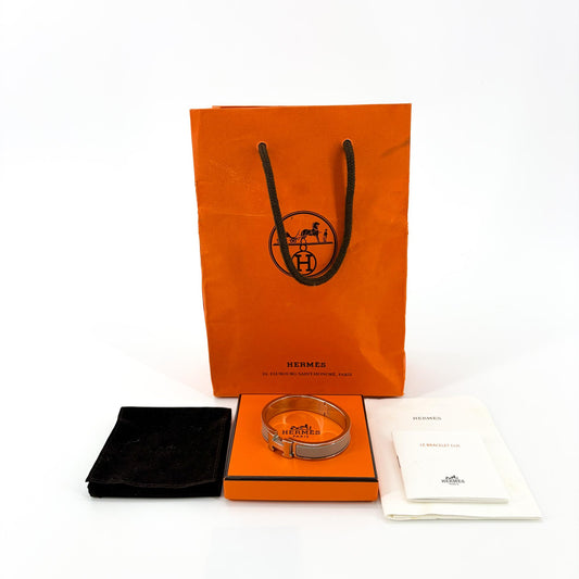 Hermes Clic H Enamel, Brown, Silver, Bracelet