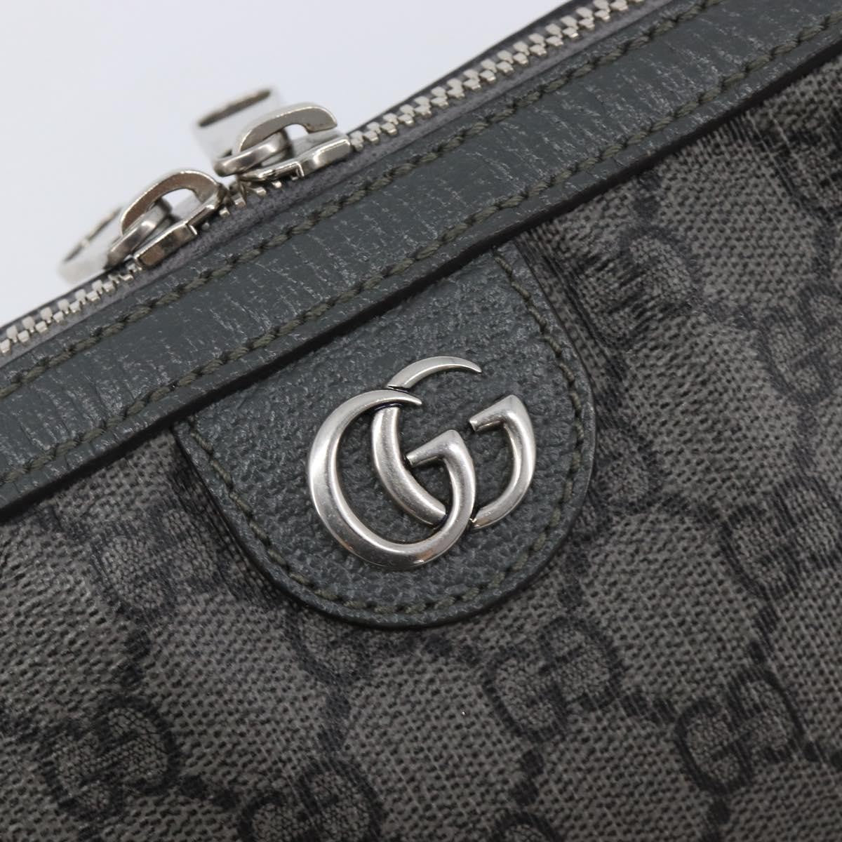 Gucci Ophidia Zip Wristlet GG Coated Canvas, Gray, Canvas, Shoulder Bag