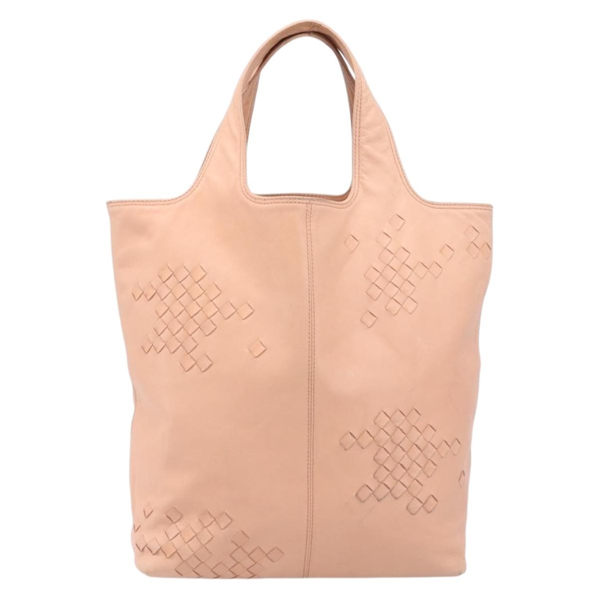 Bottega Veneta Regent Leather with Intrecciato Detail, Pink, Leather, Tote Bag