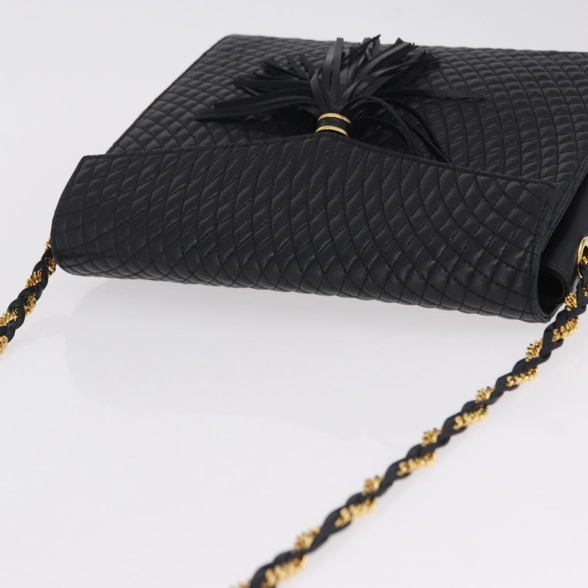 Bally Vintage Chain Quilted Leather, Black, Leather, Shoulder Bag