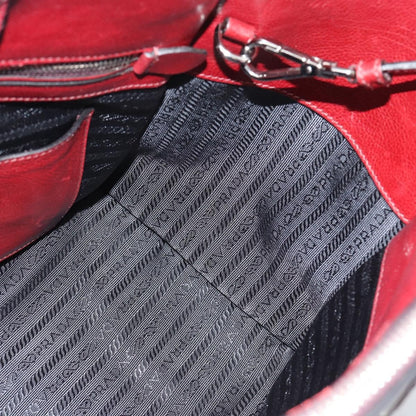 Prada Double Zip Lux Saffiano Leather, Red, Leather, Tote Bag