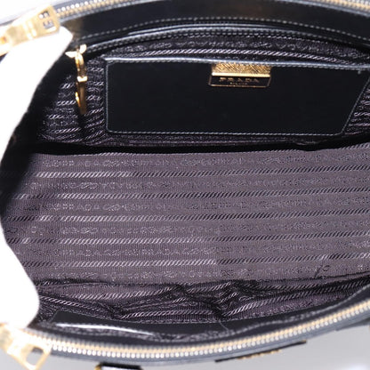 Prada Galleria Double Zip Saffiano Leather, Black, Leather, Tote Bag