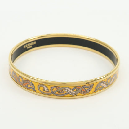 Hermes Bangle Printed Enamel, Yellow, Gold Plated, Bracelet