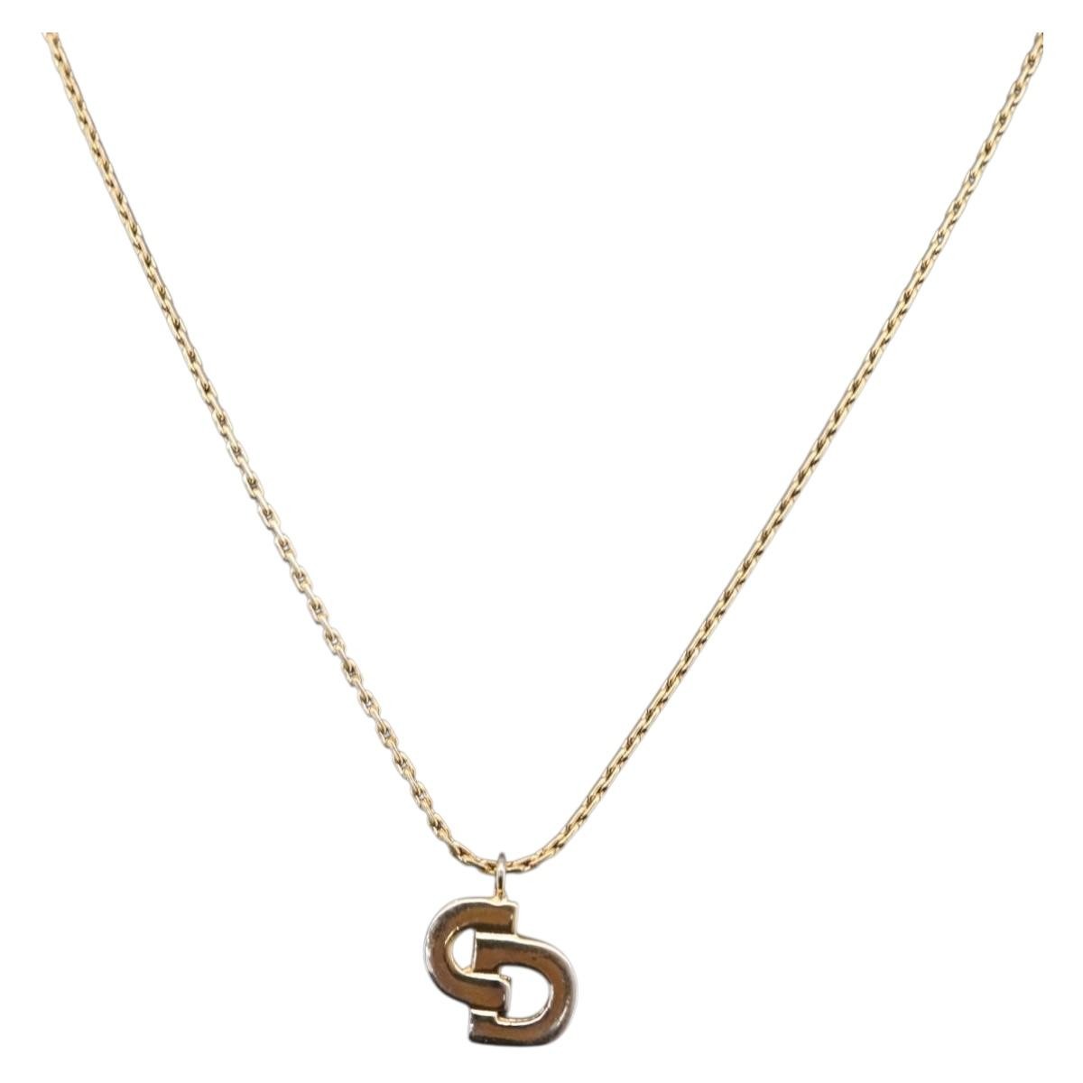 Christian Dior CD Pendant Metal, Gold, Metal, Necklace