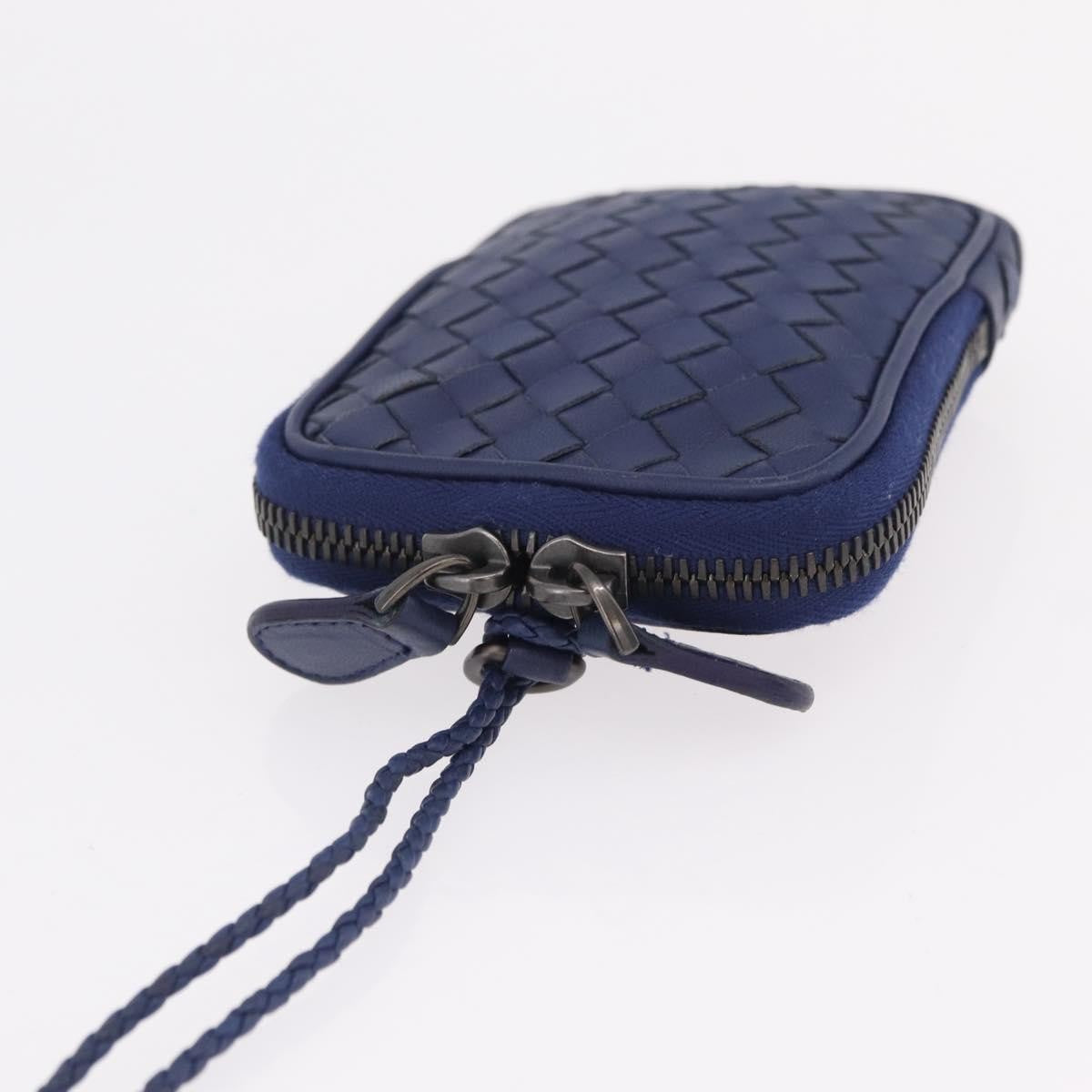Bottega Veneta Zip Around Intrecciato Nappa, Navy, Leather, Handbag