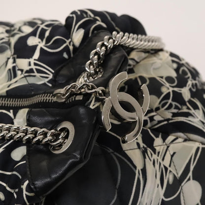 Chanel Kaleidoscope Chain Quilted Printed Satin, Black, Silk, Tote Bag