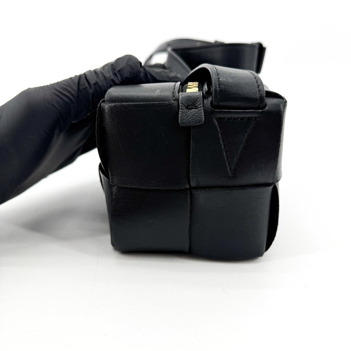 Bottega Veneta Brick Cassette Maxi Intrecciato Leather, Black, Leather, Shoulder Bag