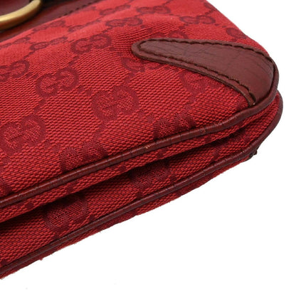 Gucci Horsebit Bracket GG Canvas, Red, Canvas, Tote Bag