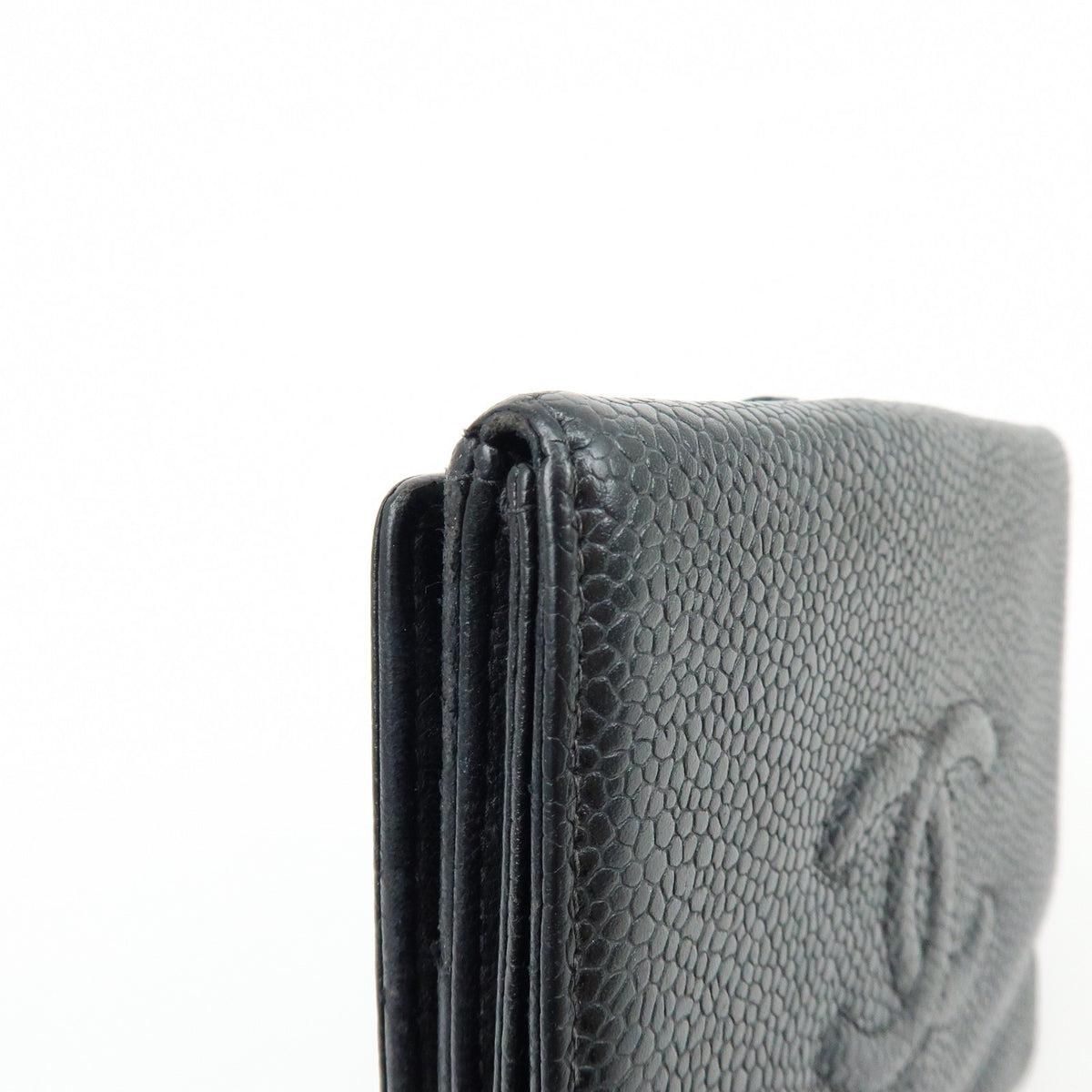 Chanel Vintage Timeless Bifold Caviar, Black, Leather, Wallet