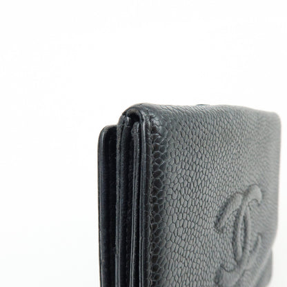 Chanel Vintage Timeless Bifold Caviar, Black, Leather, Wallet
