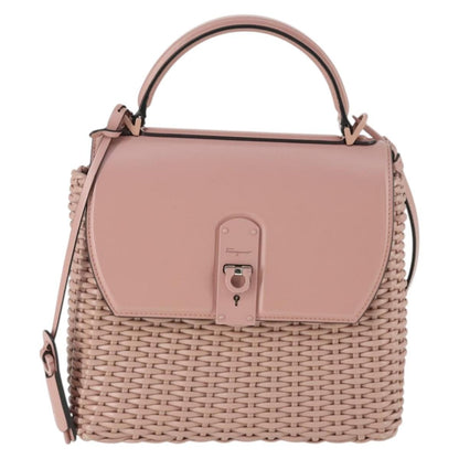 Salvatore Ferragamo Boxyz Top Handle Woven Leather, Pink, Leather, Handbag